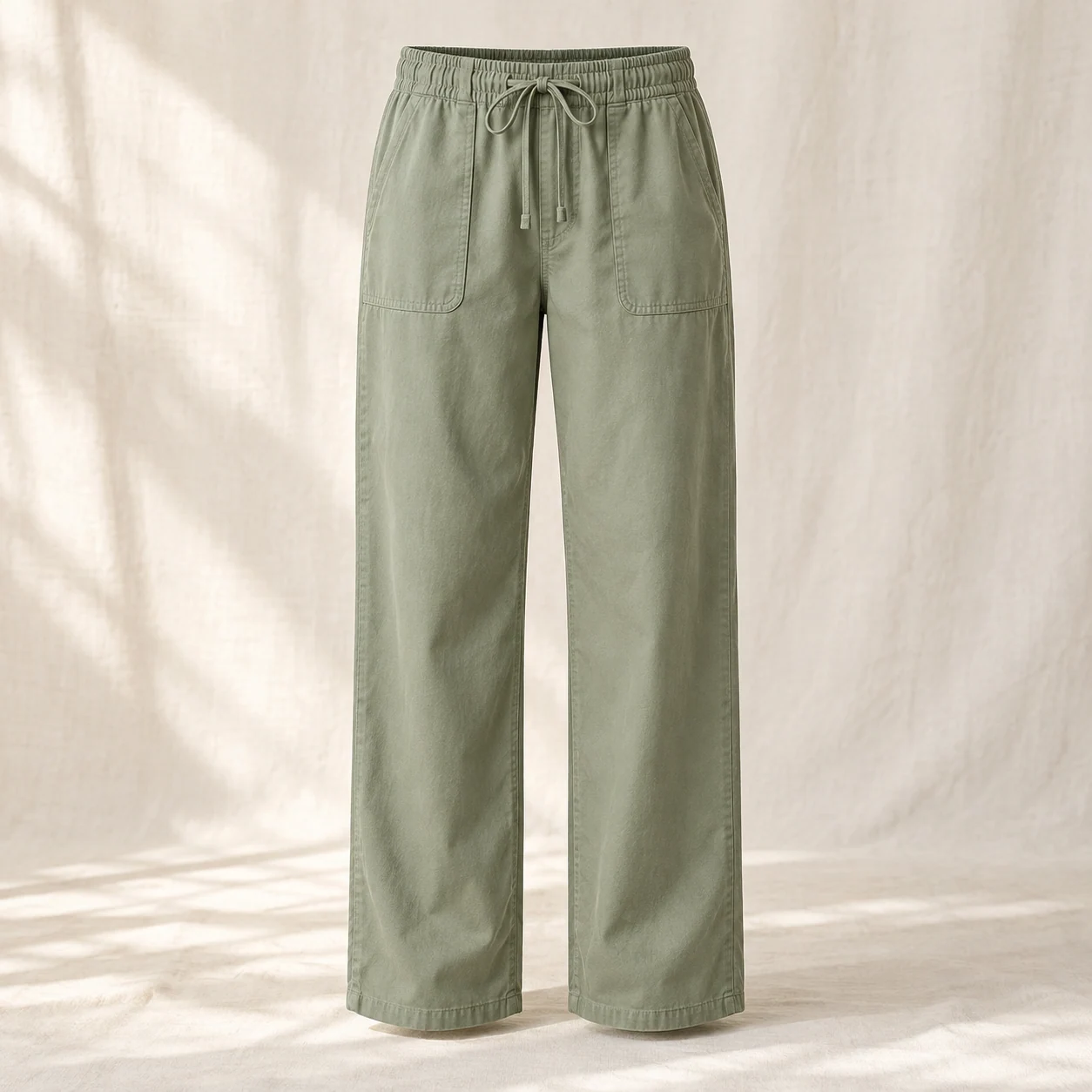Brook Drawstring Trouser in sage, clothing product photograph