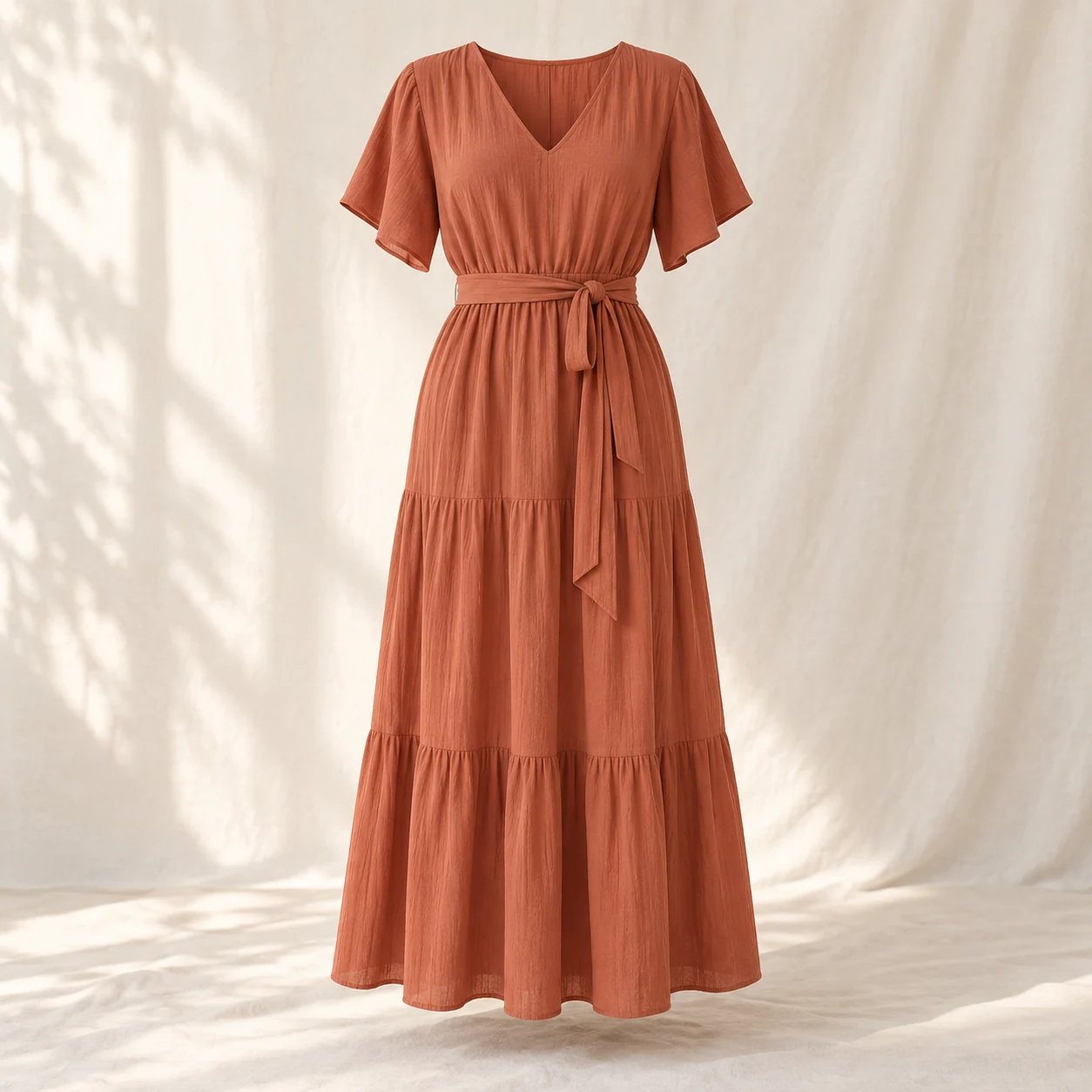 Juniper Easy Dress in terracotta, clothing product photograph