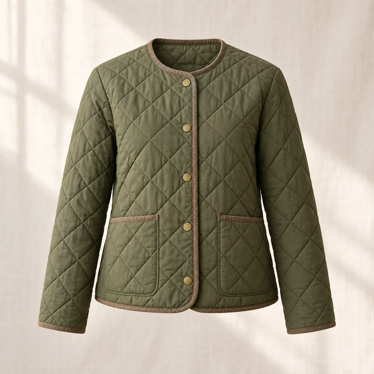 Market Day Quilted Jacket in olive, clothing product photograph