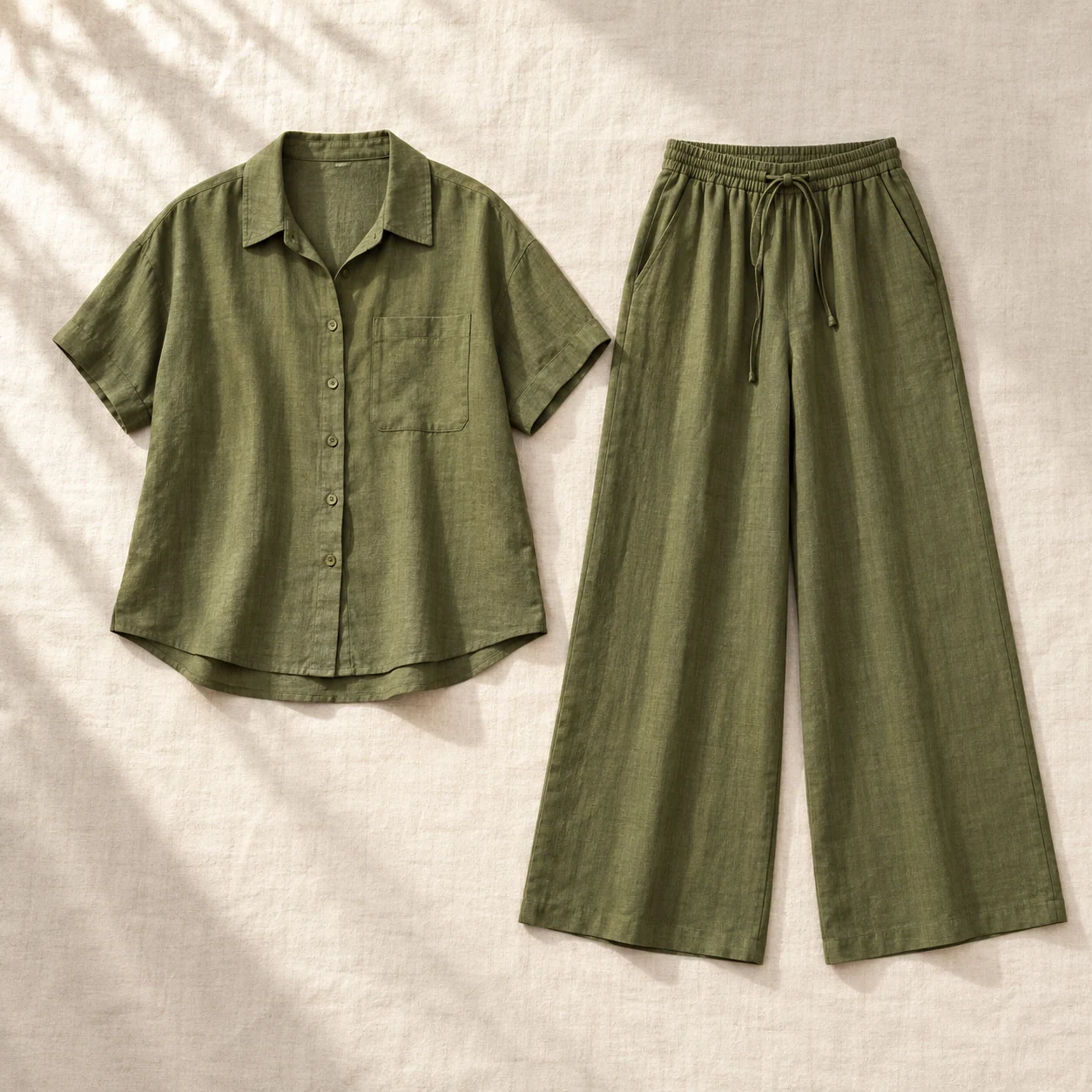 Olive Grove Co-ord in olive, clothing product photograph