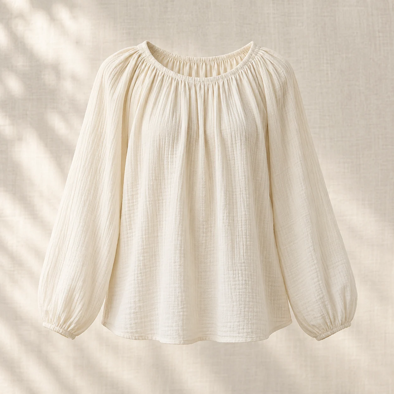 Pebble Gathered Blouse in cream, clothing product photograph