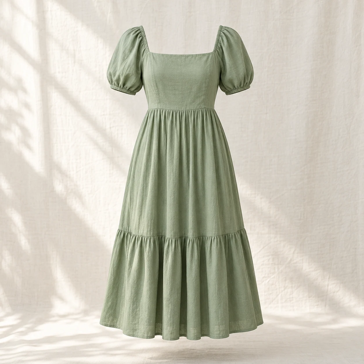 Sunday Meadow Midi in sage, clothing product photograph